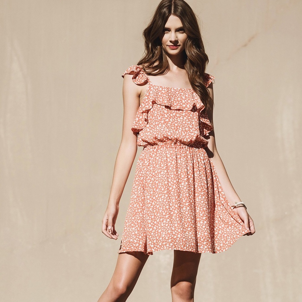 MOONRIVER RUFFLE STRAP FLORAL DRESS